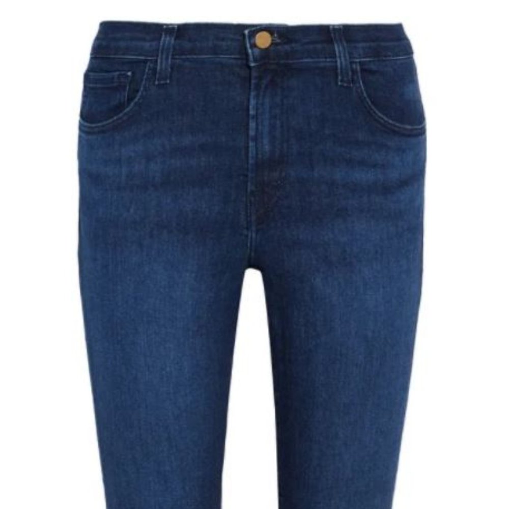 J Brand Cropped Mid Rise Skinny Jeans Dark Wash